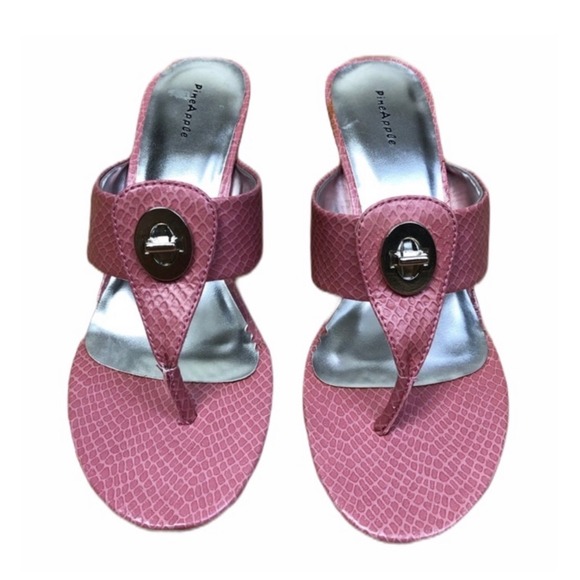 Shoes - PINEAPPLE Sparkle Pink Snake Skin Sandal with Silver Sole – Size 6.5